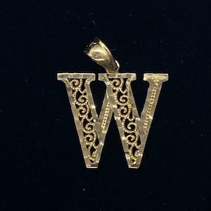 Colgante con la inicial W, collar con la letra W en oro macizo de 10 quilates, joyería con nombre y letra, regalo de cumpleaños para mujer, regalo para el Día de la Madre.