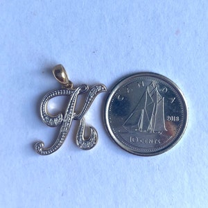 Colgante con inicial K, oro macizo de 10 quilates y diamantes, collar con inicial, regalo personalizado, regalo de cumpleaños para mujer, joyería para el día a día, Navidad.