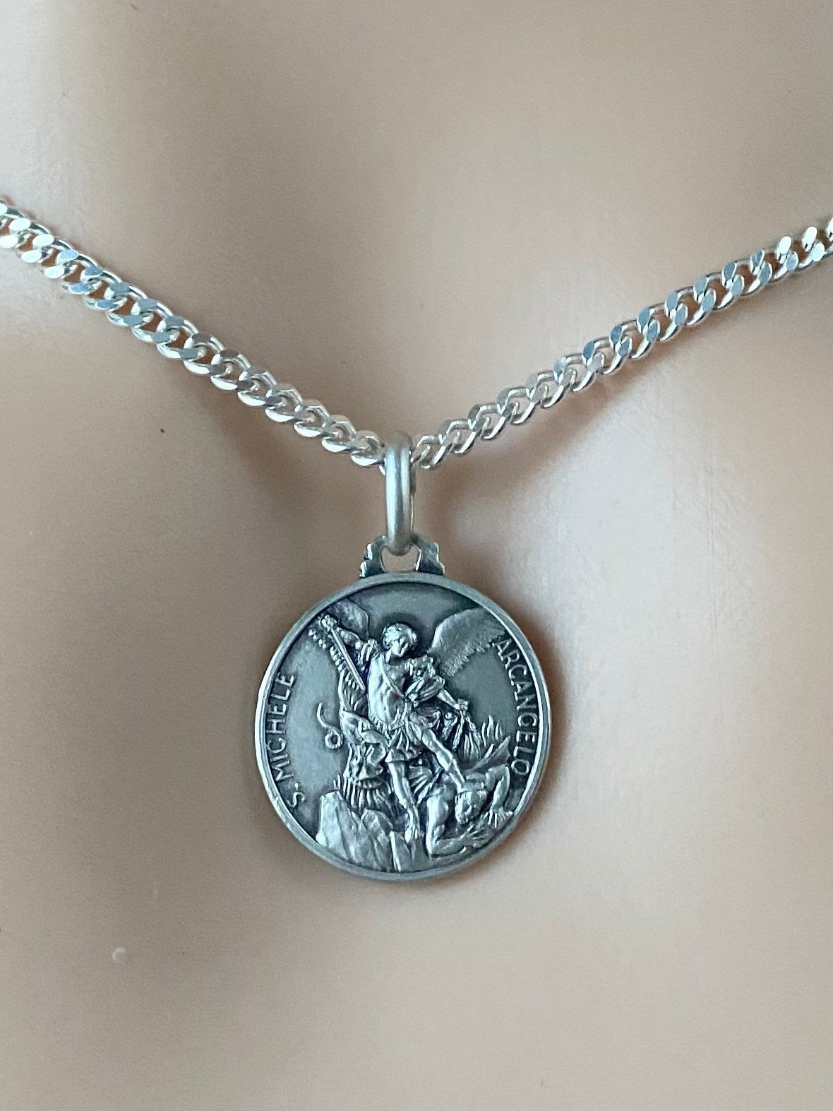 【SAINTMICHAEL】6PANEL LACERATING Saint Michael Jewelry Connector Links, 20mm Long - Sold in