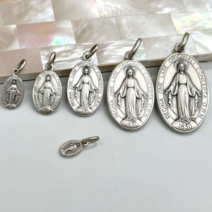 Our Lady of Miraculous, 8-33mm, Sterling Silver Medallion, Virgin Mary Medal, Baby Baptism Gift, Birthday Gift for Mom, Mother’s Day Gift