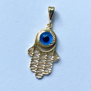 Hamsa Evil Eye Halskette, 14K Gold, Hand Gottes, Schutzamulett, Weihnachtsgeschenk, Schmuck für jeden Tag