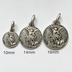 聖ミカエル大天使ペンダント、10～30mm、925スターリングシルバー、ラウンドセントミシェル、宗教ジュエリー、警察官への贈り物、兵士への贈り物