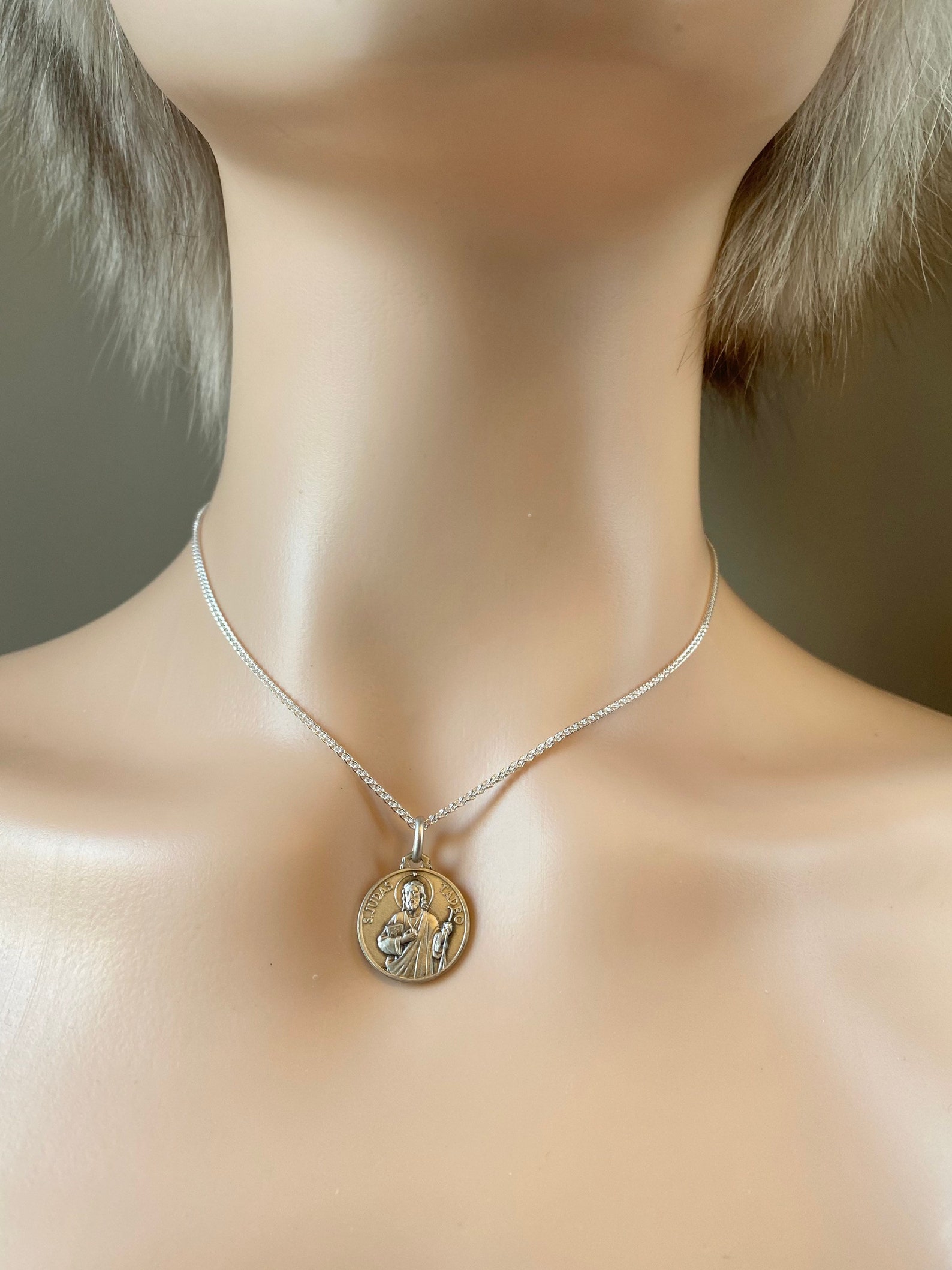 Saint Jude Thaddeus Pendant: Sterling Silver Religious Medal, 16mm - Etsy