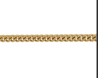 14K Curb Chain, 1.75mm Diamond Cut Curb Link Necklace, Solid Gold Italian Made, Minimalist Layering Unisex Chain, Free Shipping