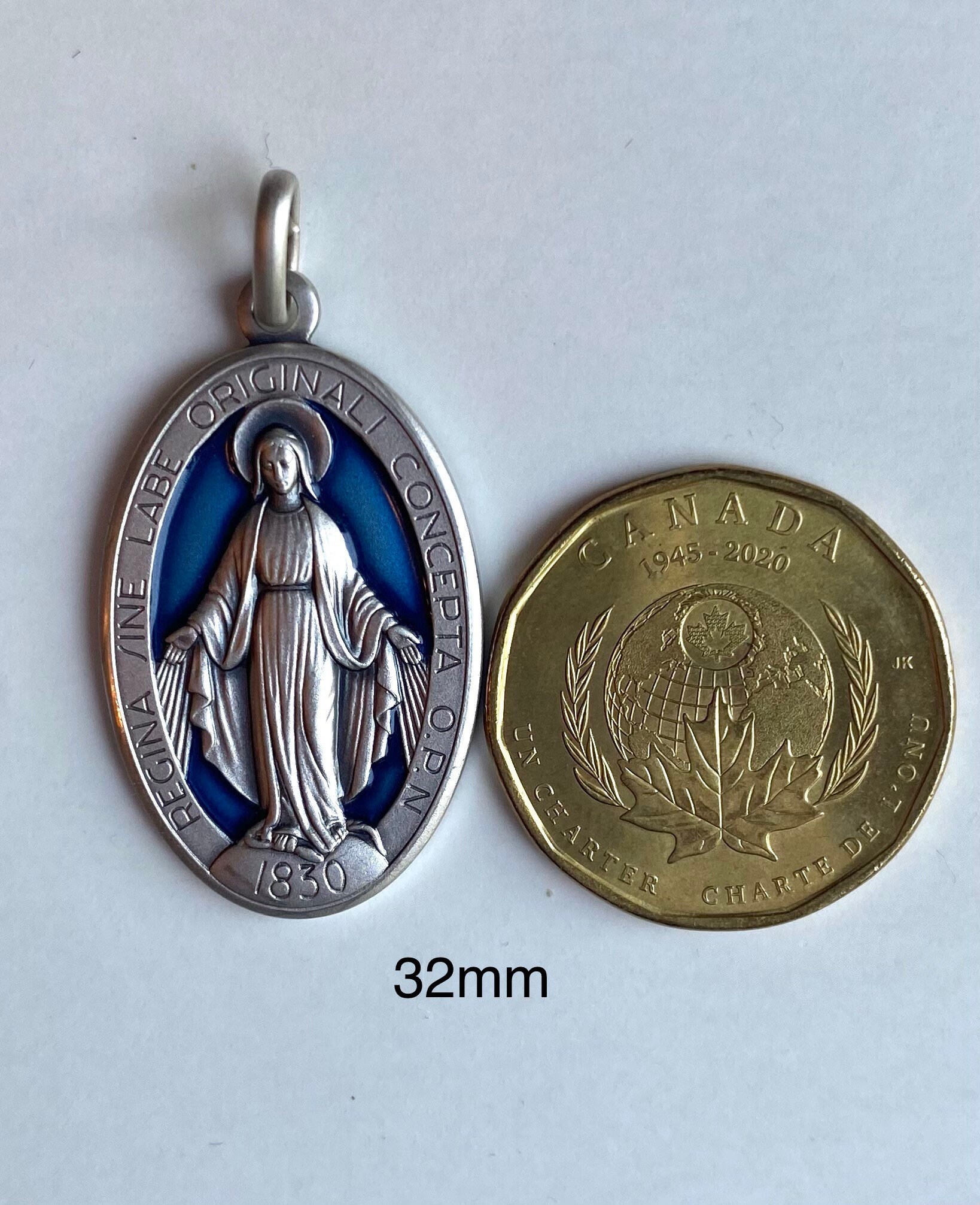 Our Lady of Miraculous, Sterling Silver Virgin Mary Medal, Enamel ...
