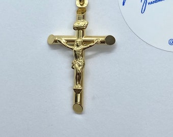 Gold Cross Pendant, 10K 14K 18K Solid Gold Crucifix Necklace, Birthday Gift Women, Birthday Gift for Men, Baby Baptism Gift, Gift for Dad