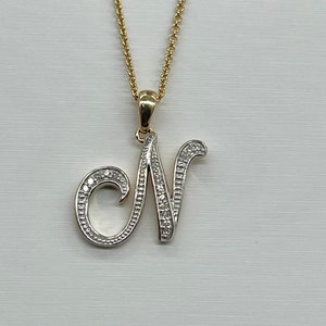 Colgante de oro con inicial N, collar con inicial grabada en oro de 10 quilates con diamantes, regalo personalizado, regalo de cumpleaños para mujer.