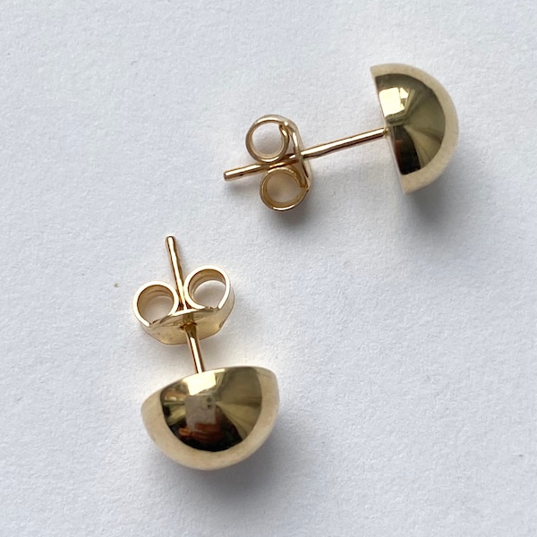 Half Ball Stud Oorbellen, 14K Solid Gold Oorbellen, Halve Maan Oorbellen, Lichtgewicht Oorbellen, Verjaardagscadeau voor vrouwen, Verjaardagscadeau Vrouw