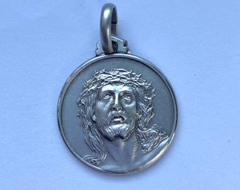 Jesus Crowning with Thorns, Ecce Homo Medal, 925 Sterling Silver, Religious Jewelry, Italian Made Medal, Birthday Gift for Son