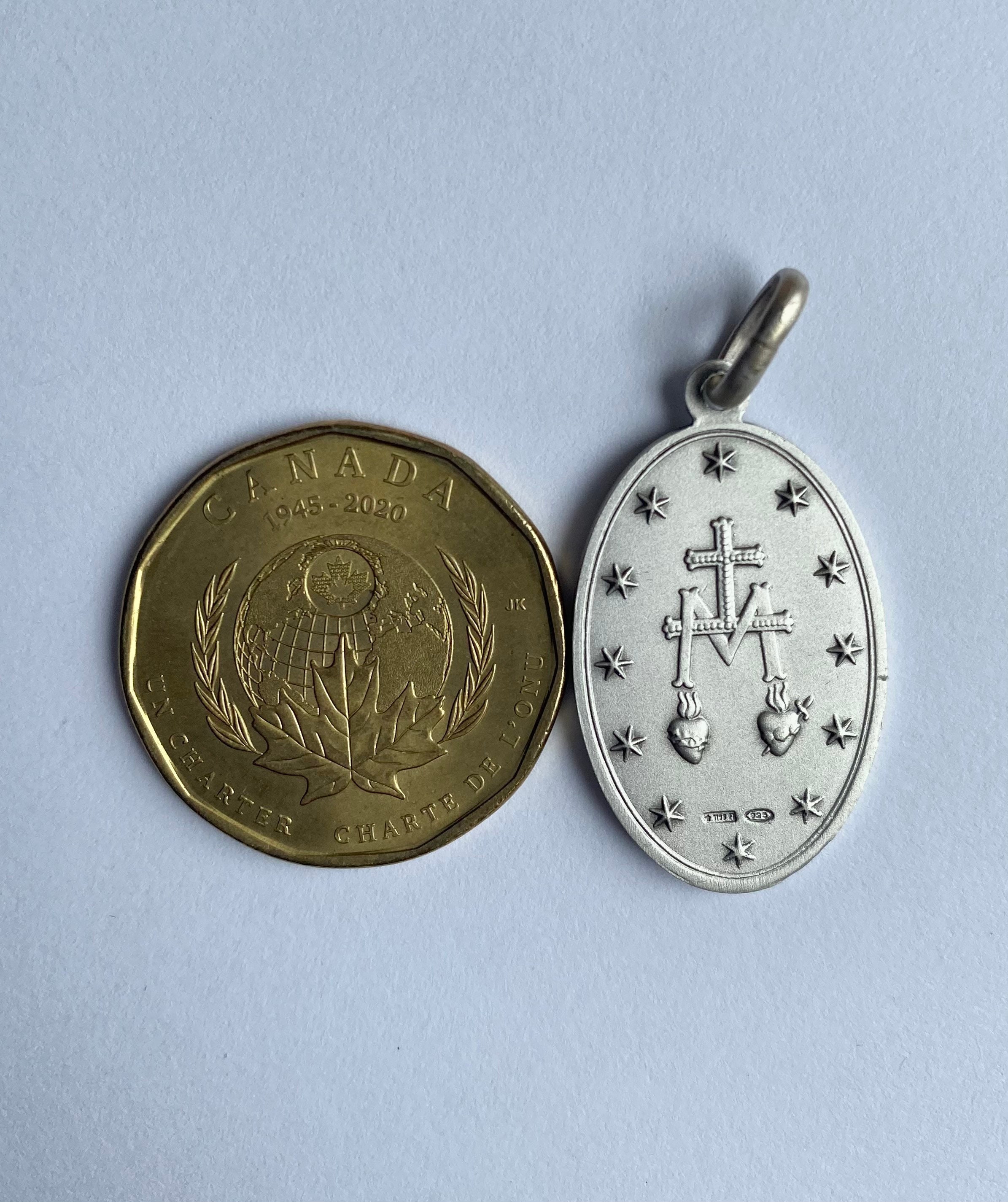 Our Lady of Miraculous, 28mm, Virgin Mary Necklace, Sterling Silver ...