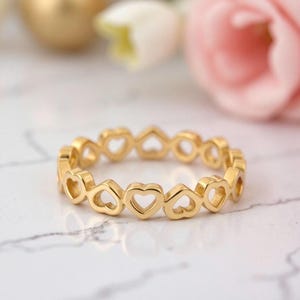 Heart Infinity Gold Ring, 10K Yellow Gold Ring, Trendy Ring, Everyday Ring, Birthday Gift Women, Christmas Gift