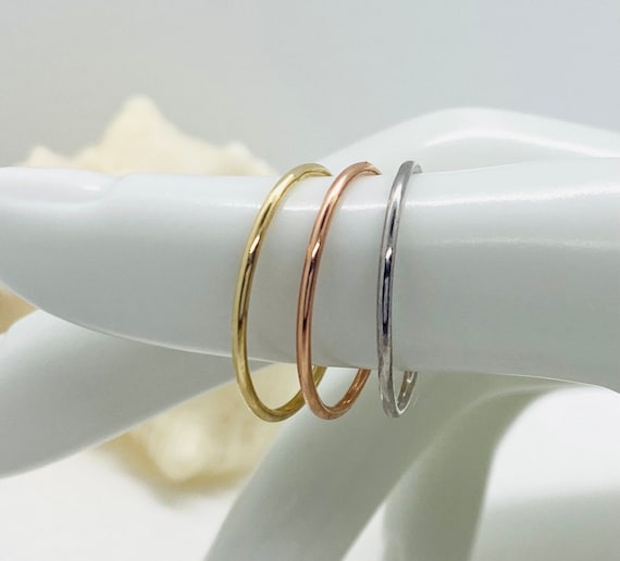 10K Plain Wedding Band 1MM Classic Ring Dainty Stacking Ring Thumb Ring Spacer Ring Birthday Gift for Women Etsy
