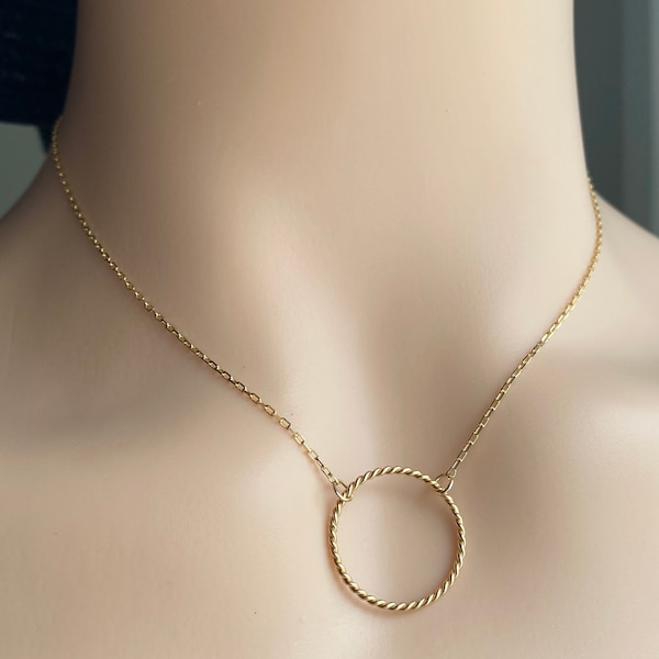 Gold Circle Necklace Etsy