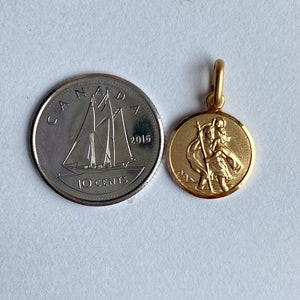 Gold Saint Christopher, 12mm, 10K 14K 18K, Patron of Travelers, Carrying the Christ Child, Symbol of Safe Travel and Protection