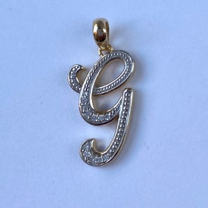 Colgante con inicial G, collar con inicial grabada en oro de 10 quilates con diamantes, regalo personalizado, regalo de cumpleaños para mujer, regalo del Día de la Madre para su esposa.