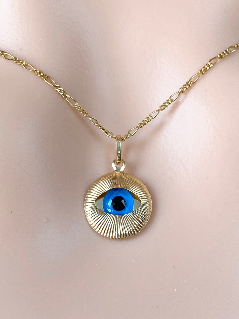 Evil Eye Pendant 18K Solid Gold Amulet Protection Alayn Etsy