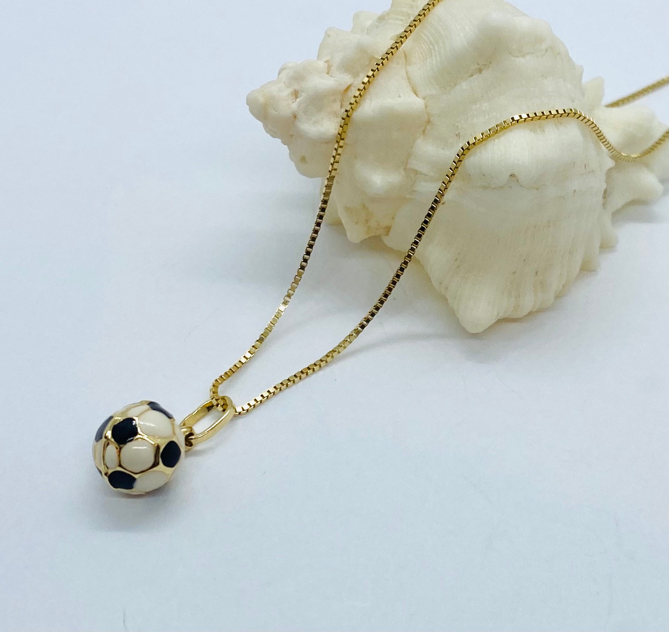 Soccer Ball Pendant 14K Gold Ball Charm Sports Pendant Gold Etsy