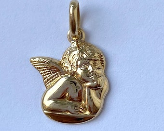 18K Solid Gold Angel Necklace, Angel Pendant, Protection Necklace, Every Day Jewelry, Birthday Gift for Daughter,