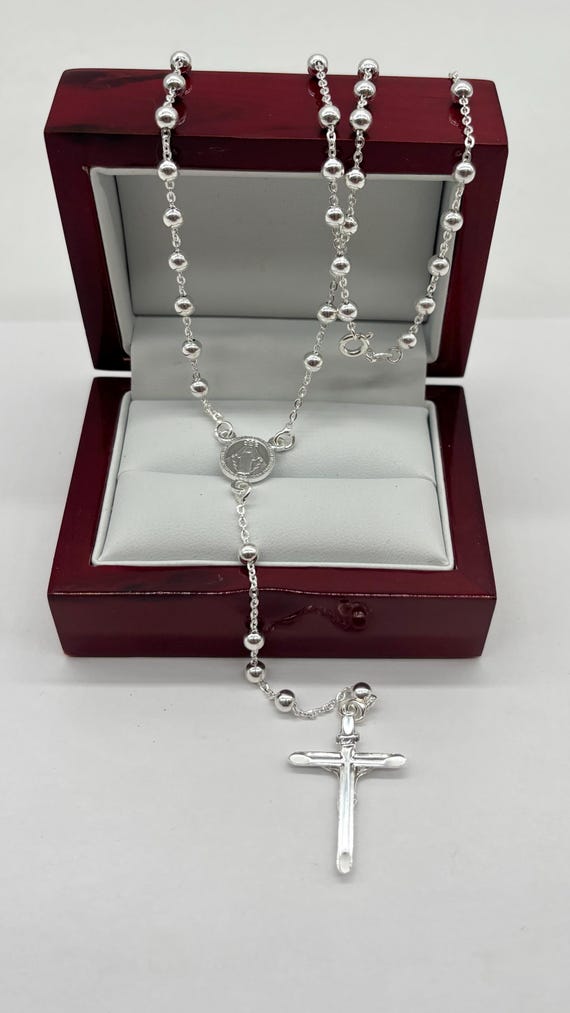 925 Silver Silver Rosary Chain Price High Polished 925 Sterling Silver Rosary Bracelet DIB00070 Silver  Palace