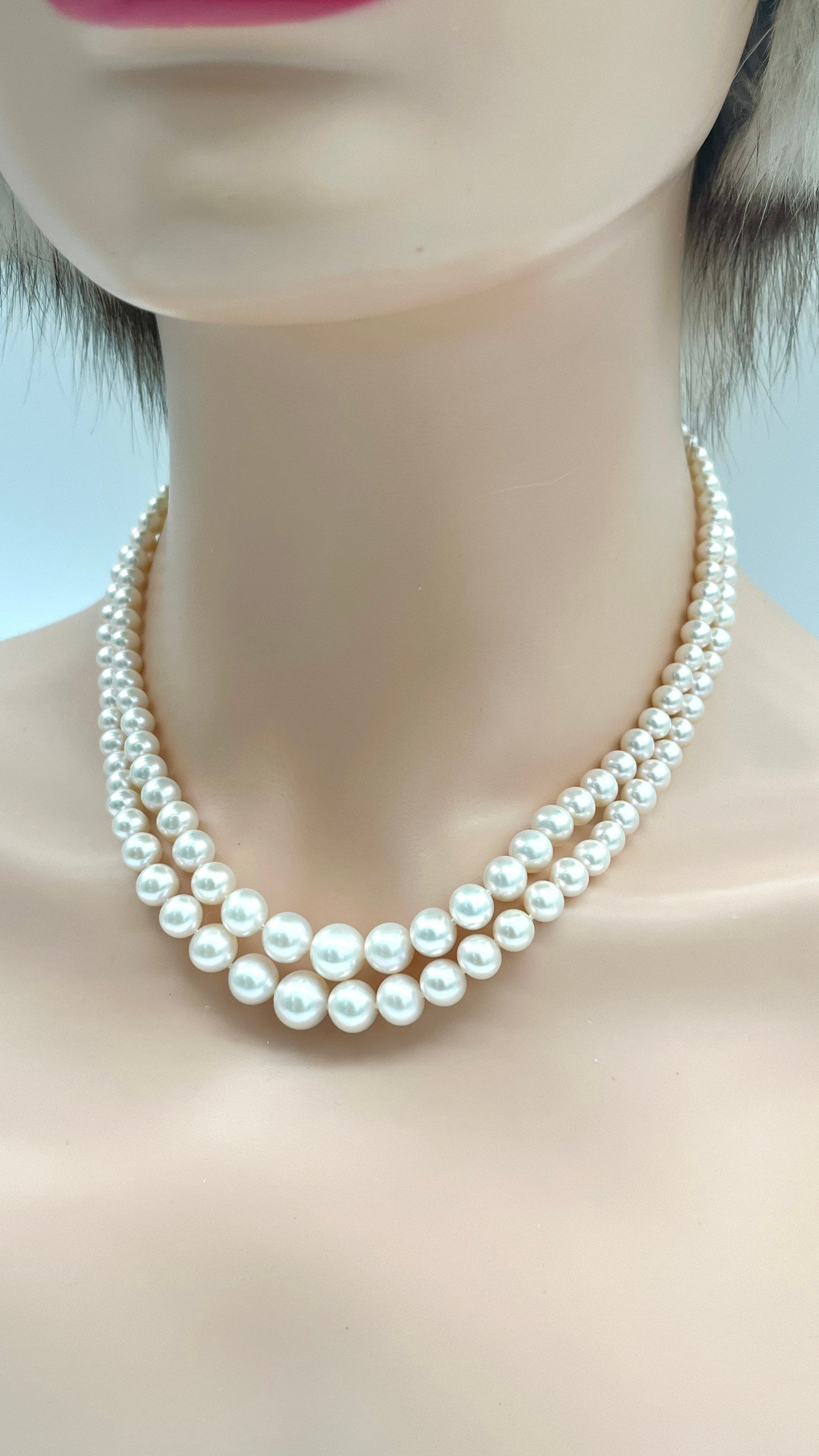 Dochais Collana Con Perle D'acqua Dolce Placcata Oro 14K A Strati - Gioiello Elegante Per Donna E Ragazza