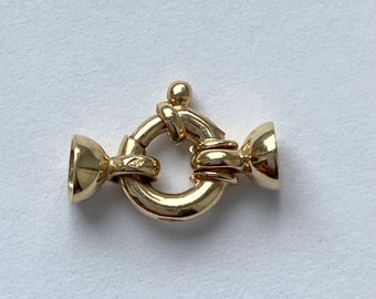 Marine Pearl Clasp, 14K 18K Solid Gold, 5mm Cup, Bracelet/ Necklace Clasp, Gold Jewelry Supplies, A5202