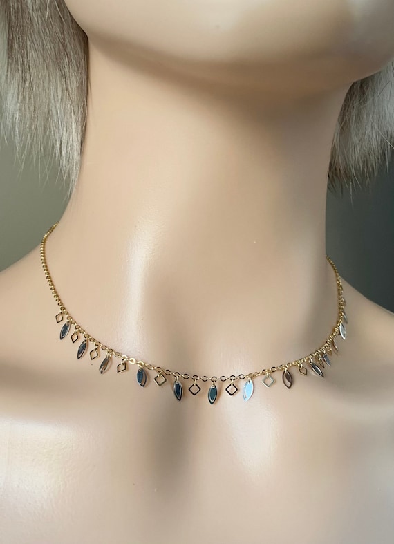Choker necklace 14k sale gold