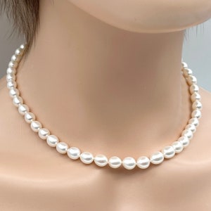 White Pearl Necklace, Natural Freshwater Pearl, Bridesmaids Gifts, Birthday Gift for Women, Jewelry for Woman
