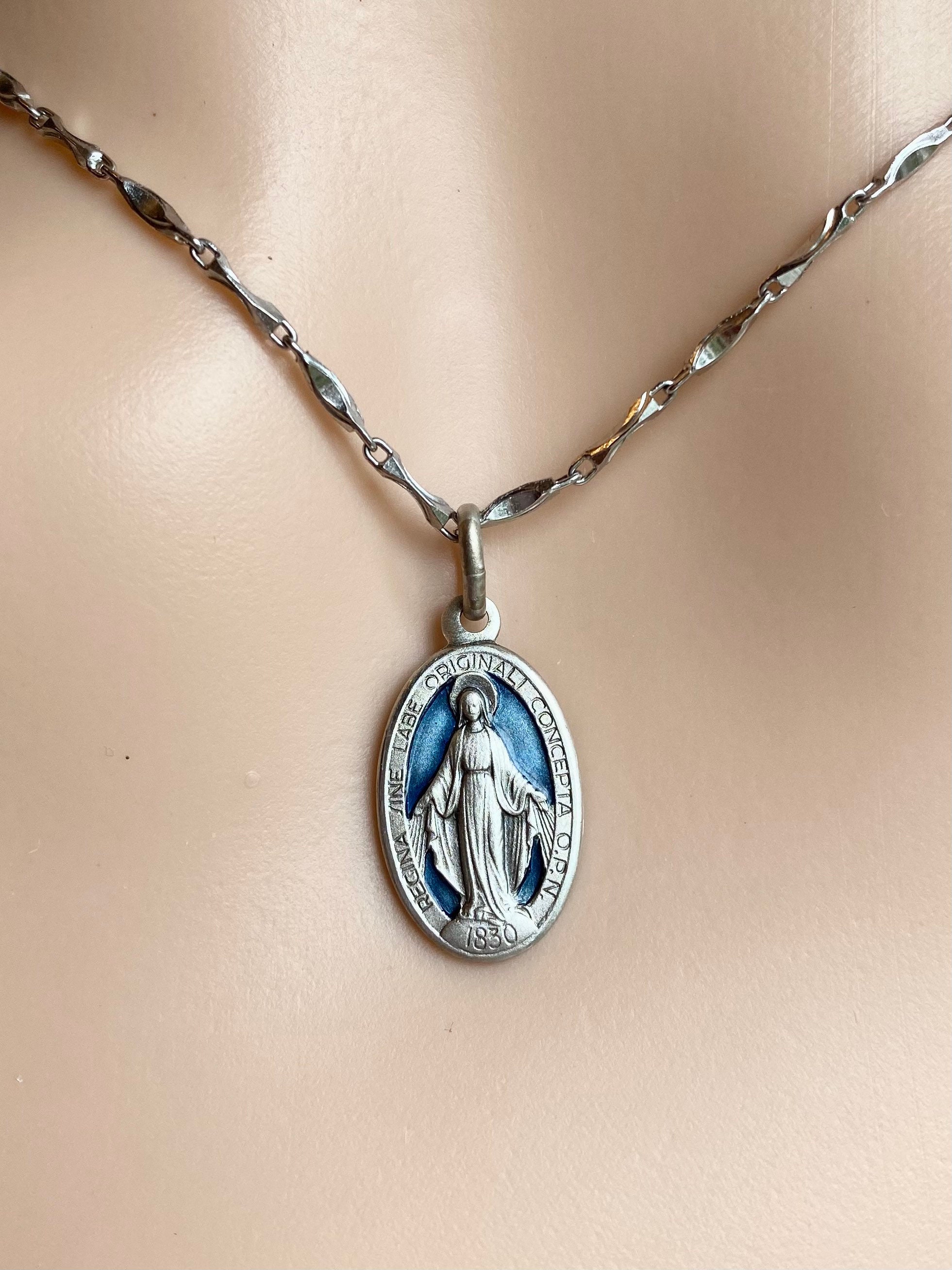 Our Lady Of Miraculous Virgin Mary Necklace Sterling Silver Necklace 