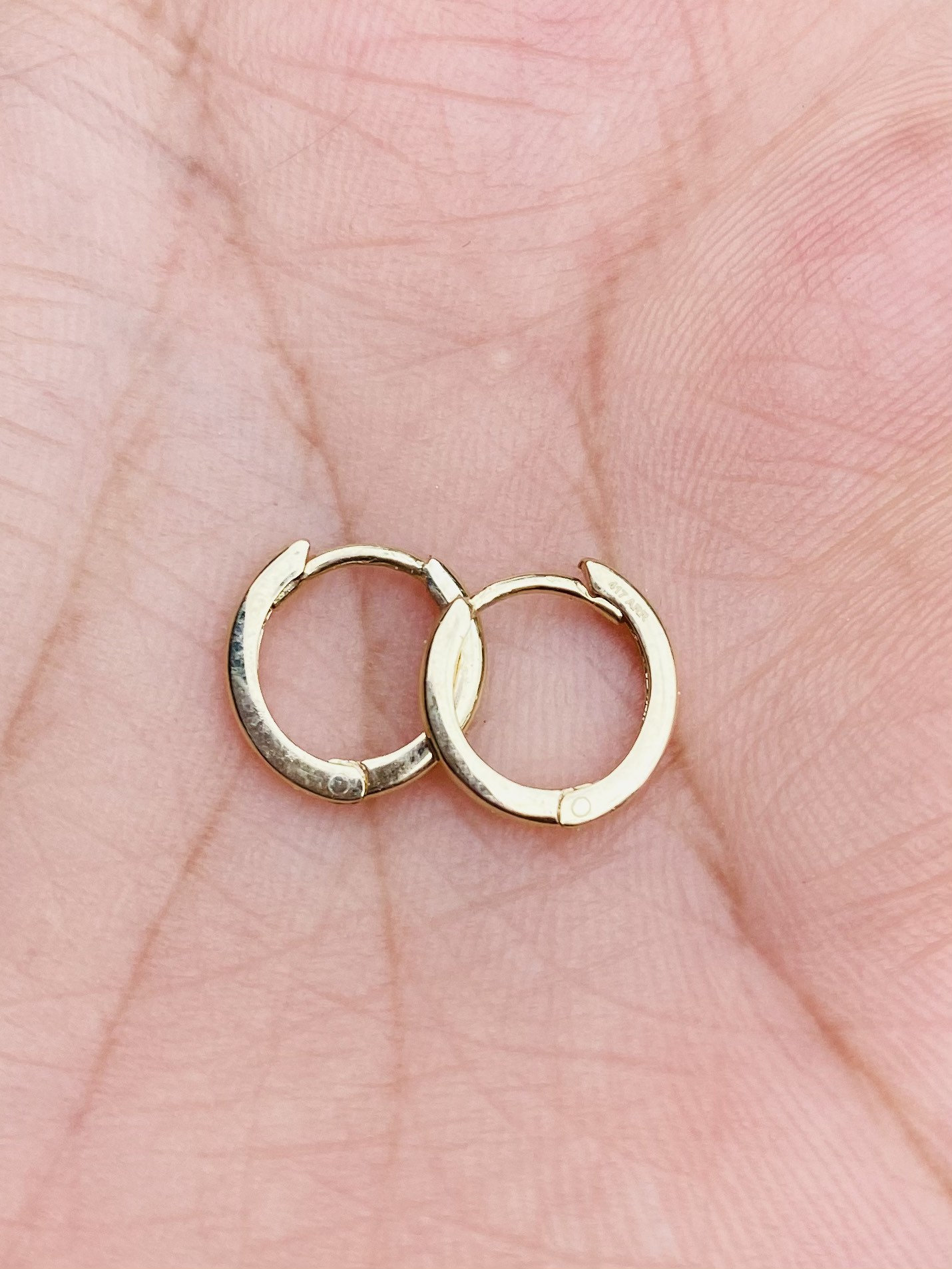 10K Gold Huggie Hoop, Mini Flat Hoop Huggie, Small Plain Huggies