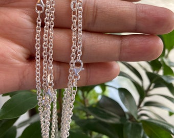 Collar Largo De Cadena De Plata De Ley Para Hombre, Collar De Cadena Para Mujer Para Colgantes, Cadena De Bola De 2,5 Mm, 28 Pulgadas, 65 Cm