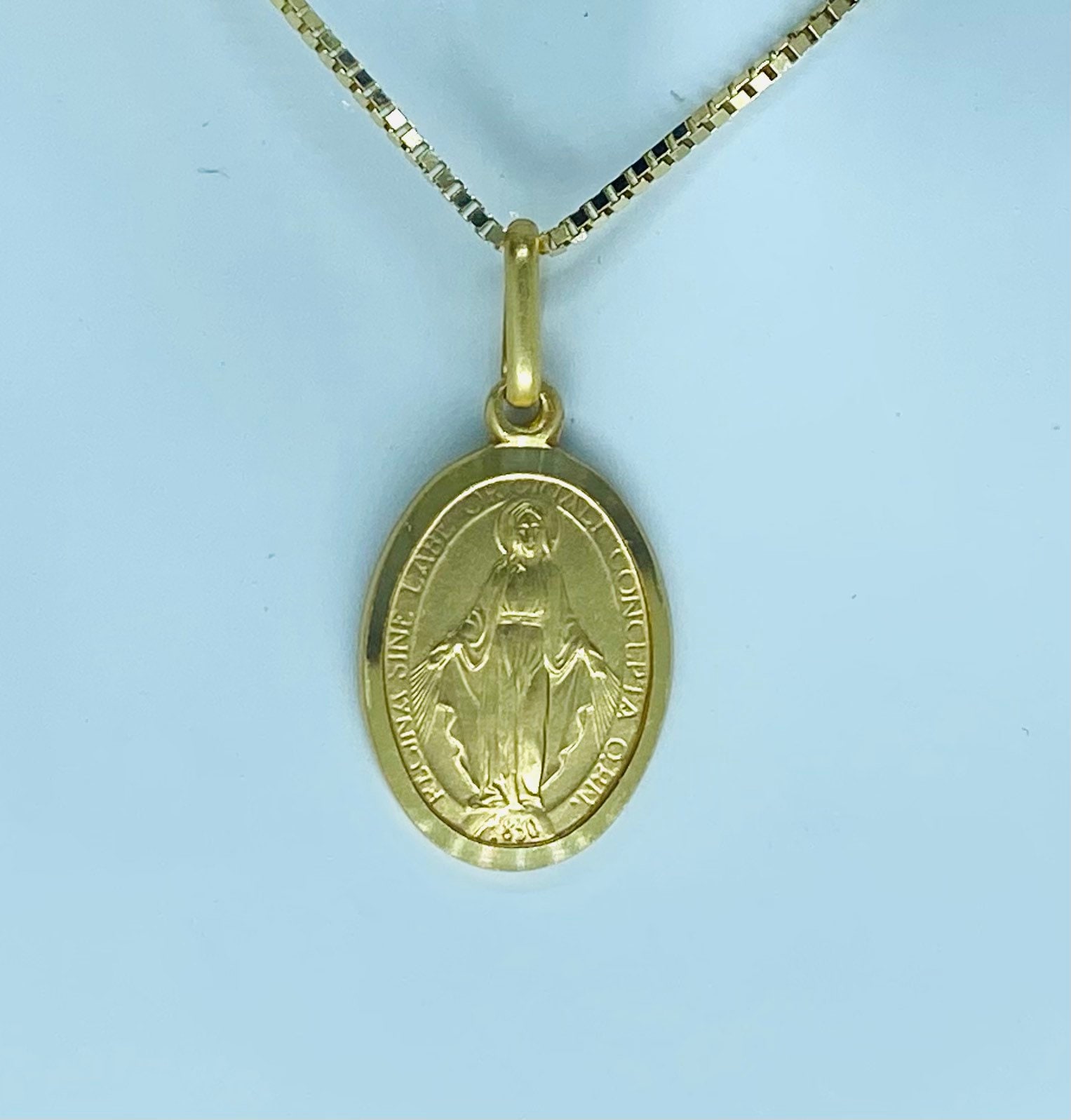 Our Lady Of The Miraculous 15mm 10K Solid Gold Virgin Mary Pendant Mama Mary Necklace Birthday Gift for Women Christmas Gift Etsy