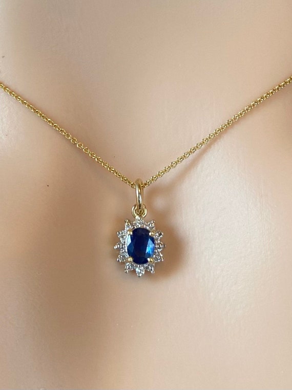 Greenwich Flower Sapphire & Diamond Necklace in 14k Gold (September)