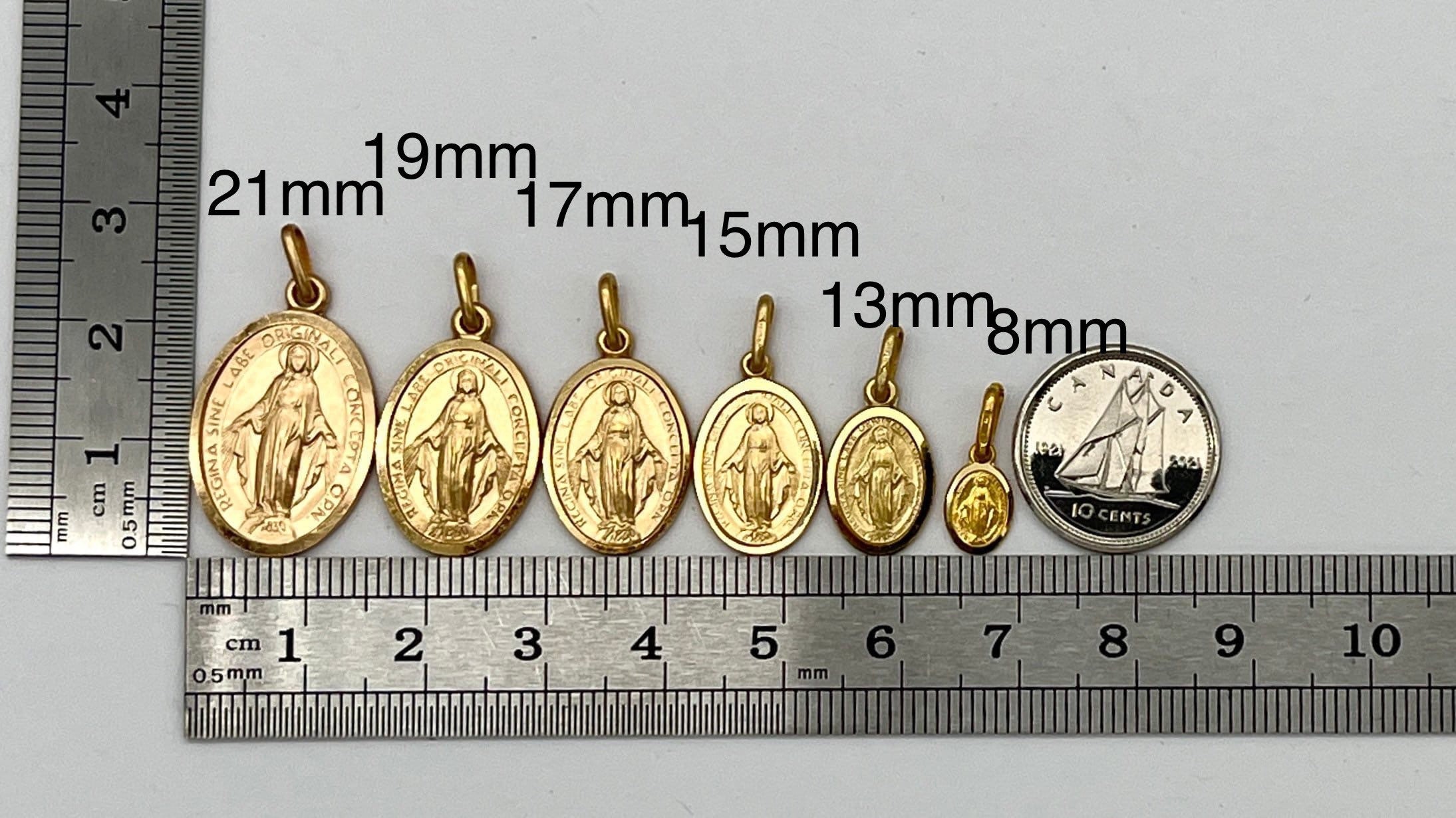 Our Lady of the Miraculous, 8mm-21mm, 10K 14K 18K, Virgin Mary