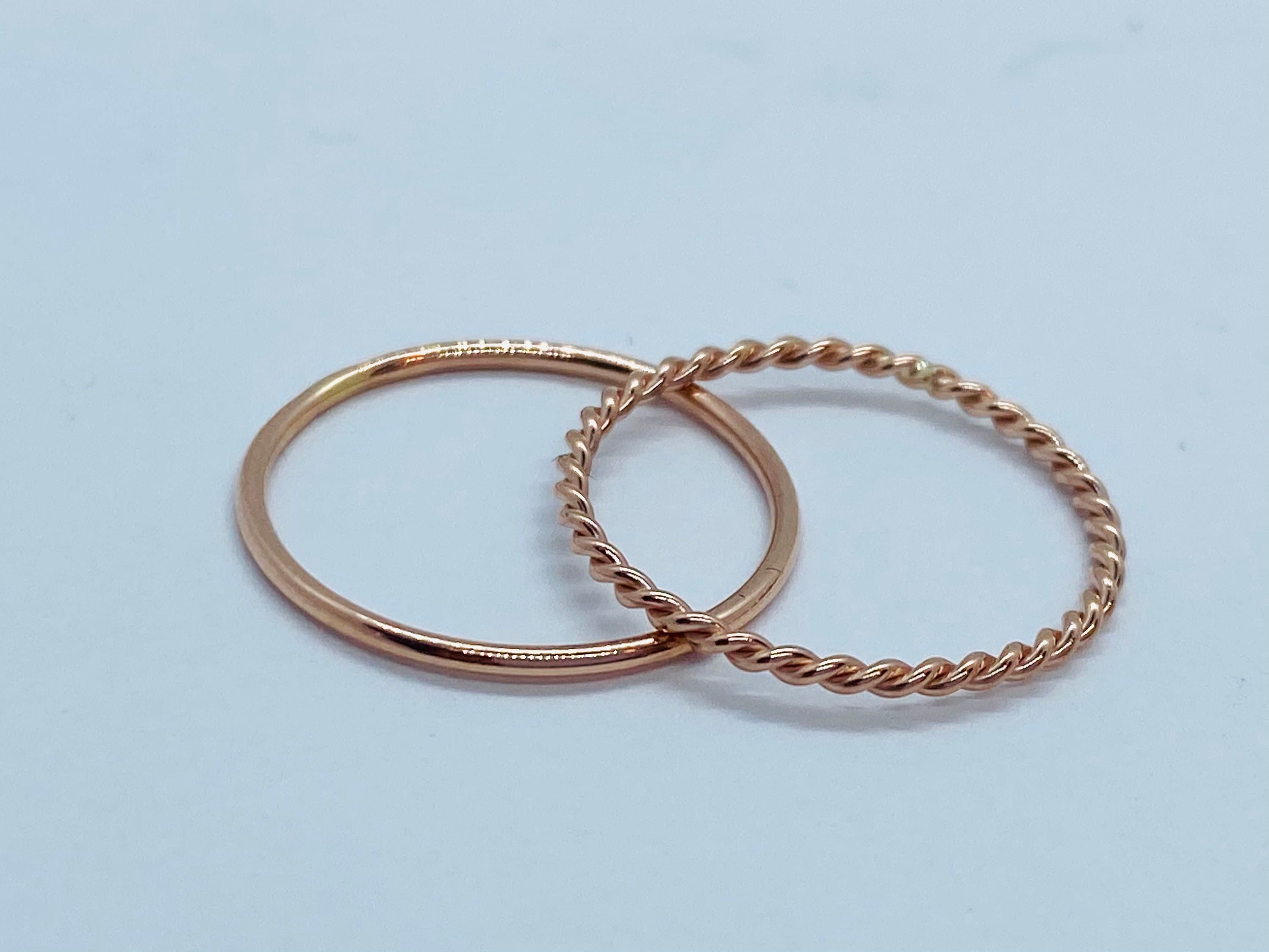 Rose Gold Thin Ring, 10K Solid Gold Stackable Ring, 1MM Plain Ring, 1.