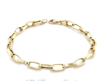 Bracciale in oro con graffetta, oro massiccio 10 carati, catena taglio diamante, bracciale leggero, regalo di compleanno per donna, regalo di Natale