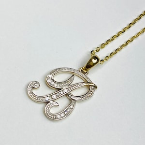 Colgante con inicial B, collar con inicial de diamante en oro macizo de 10 quilates, colgante con letra de oro, regalo de cumpleaños para mujer, regalo para el Día de la Madre para mamá