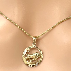 Wisiorek ze znakiem zodiaku Lew, 10-karatowy złoty naszyjnik z Lwem, złoty wisiorek z Lwem, idealny prezent na urodziny od 23 lipca do 22 sierpnia