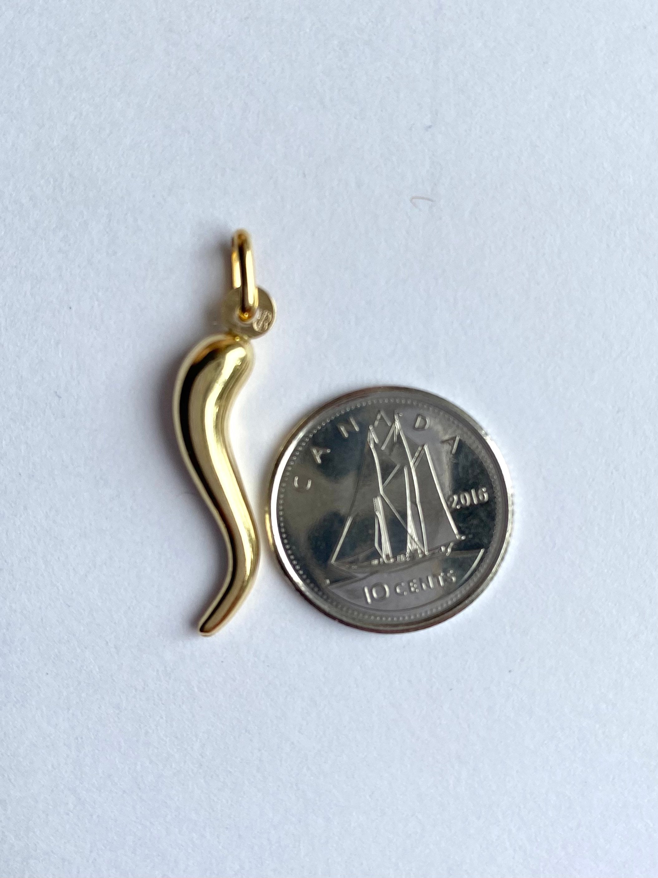 Gold Horn Pendant, 18K Solid Gold Cornicello Necklace, Good Gold Horn Pendant, 18K Solid Gold Cornicello Necklace, Good
