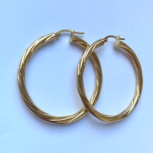 Twist Hoop Earrings, 10-39MM, 18K Solid Gold Earrings, Round Earrings, Birthday Gift Women, Christmas gift Women, ers For Wife