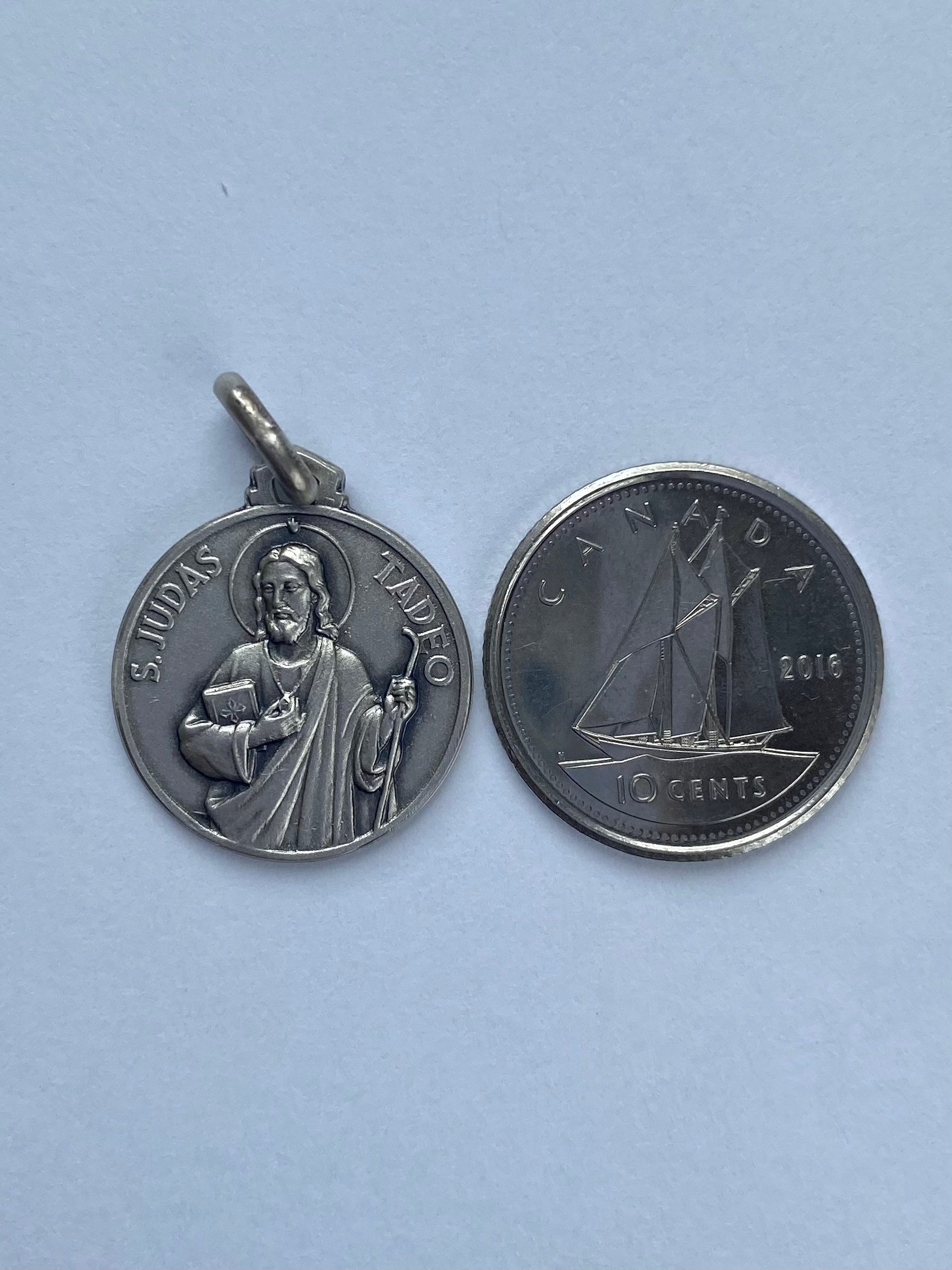 Saint Jude Thaddeus Pendant: Sterling Silver Religious Medal, 16mm - Etsy