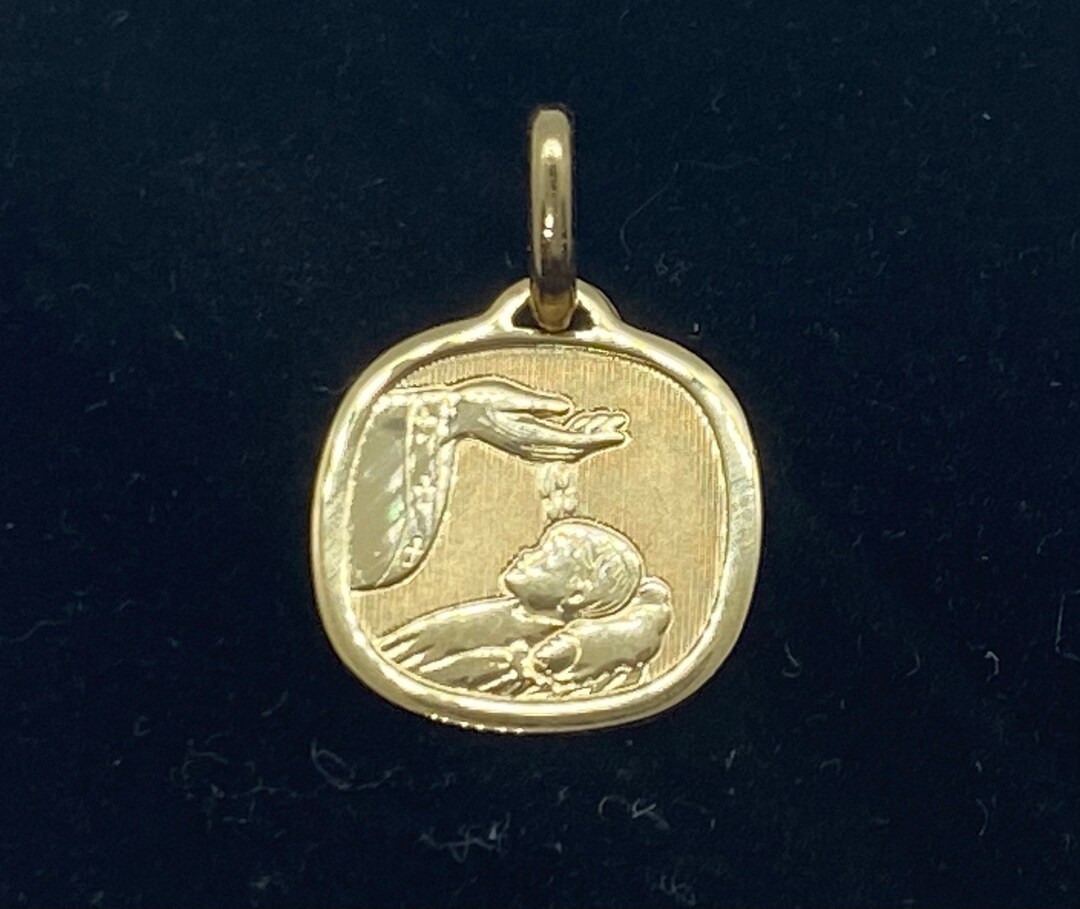 Baptism Pendant , 10K 14K 18K, Solid Gold Baptism Necklace, Gold