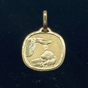 Pingente de batismo em ouro, 10K, 14K e 18K, colar de batismo em ouro maciço, joias religiosas de ouro, presente de batismo para bebê, presente de aniversário para bebê, presente para bebê