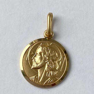 Jesus Christ Redentore Pendant, 12mm, 10K Solid Gold Jesus Necklace, Italian Made Medallion, Birthday Gift Ideas for Girl, Christmas Gift