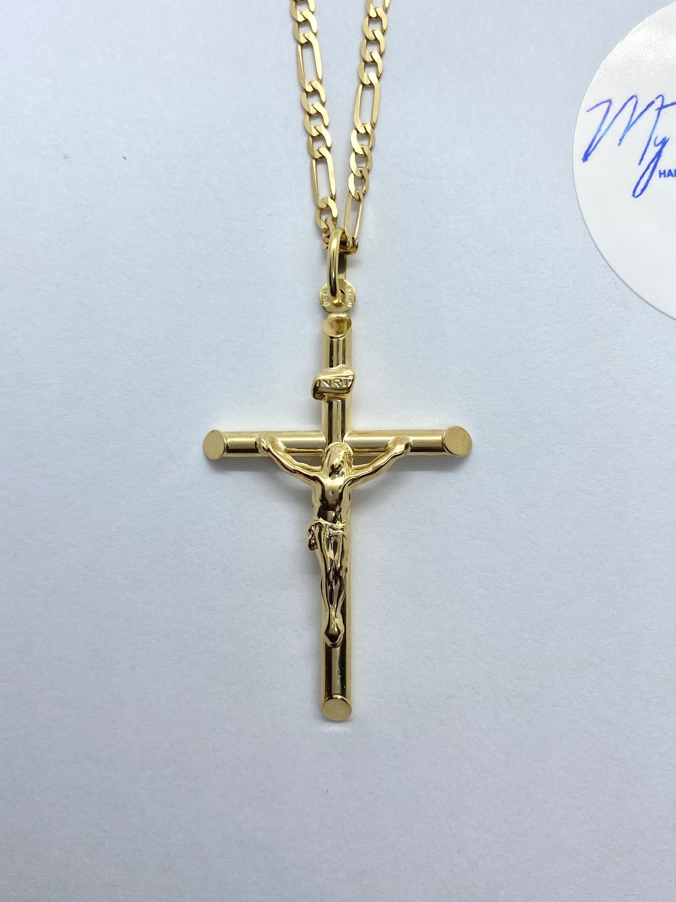 18K Gold Cross Necklace, Big Crucifix for Men, Cross Jewelry 18K Gold Cross Necklace, Big Crucifix for Men, Cross Jewelry