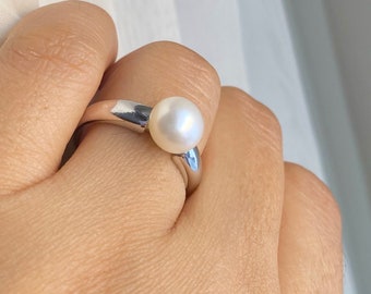 Pearl Solitaire Ring, 925 Sterling Silver Ring, Freshwater Pearl Ring, Birthday Gift for Women, Mother’s Day Gift