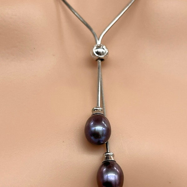 Black Pearl Necklace Etsy