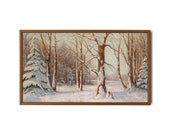 Samsung Frame TV Art winter landscape. Winter vintage painting. Antique snowy pine tree painting. Painting tv screen. Instant download