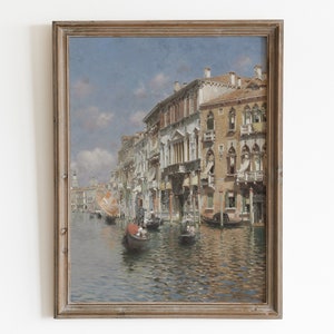 Venice city vintage print. European muted art print. Italy antique oil painting. Italian cityscape printable. PRINTABLE wall art