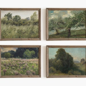 Vintage landscape gallery wall set. Spring landscape oil painting. Antique printable art set. Farmhouse home decor. INSTANT DOWNLOAD
