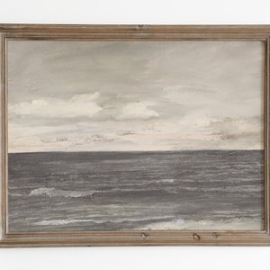 Vintage Ocean Seascape Watercolor Print: Muted Beach Landscape (Digital Download)